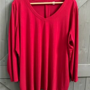 Susan Graver 3xP Vibrant Red V-Neck Women's Top